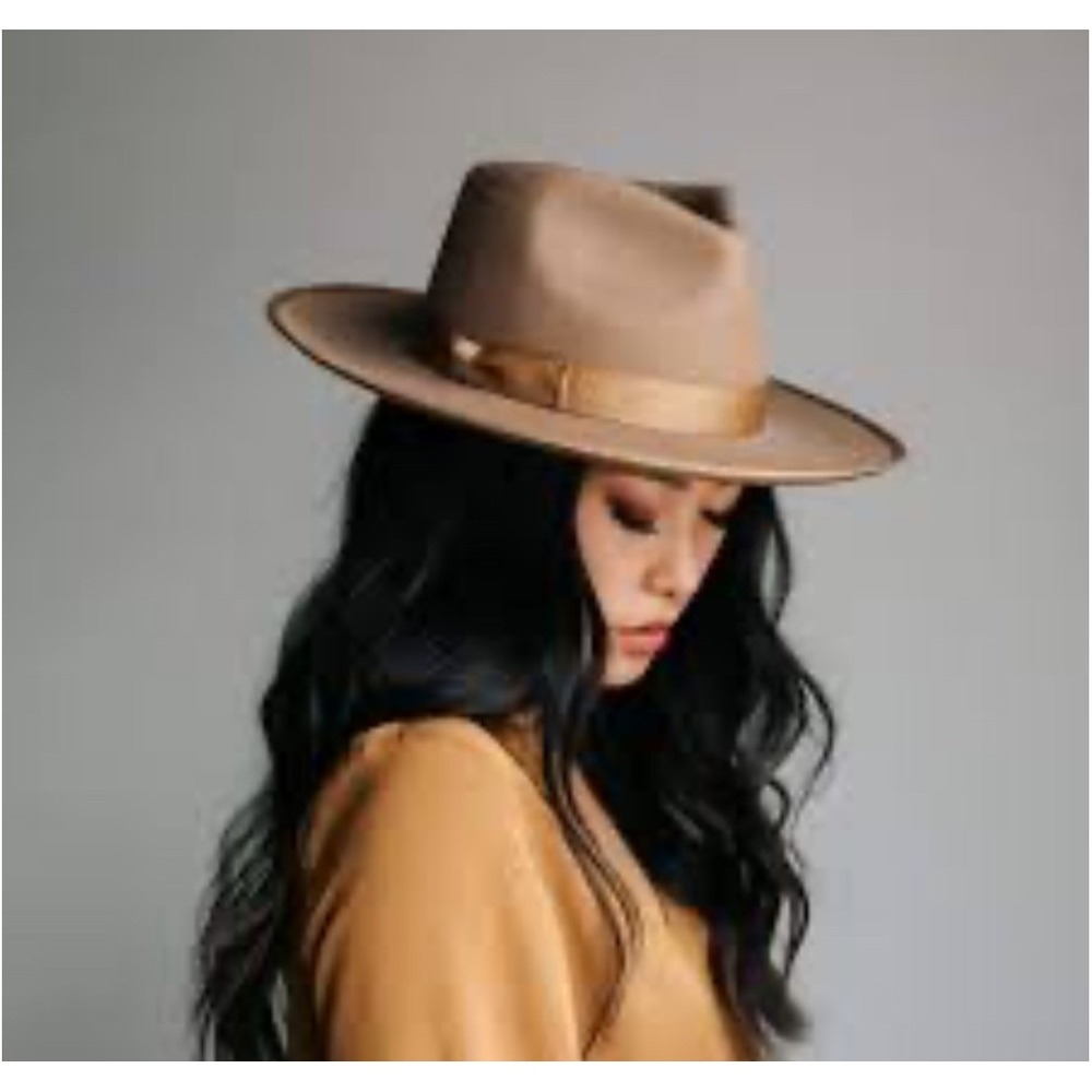 Gigi‎ Pip Monroe Rancher Tan 100% Australian Wool Felt Fedora Hat Size 53